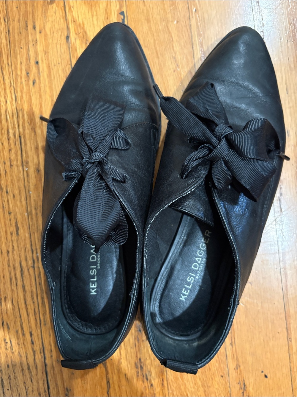 Kelsi Dagger Black Leather Lace-Up Bow Detail Boots